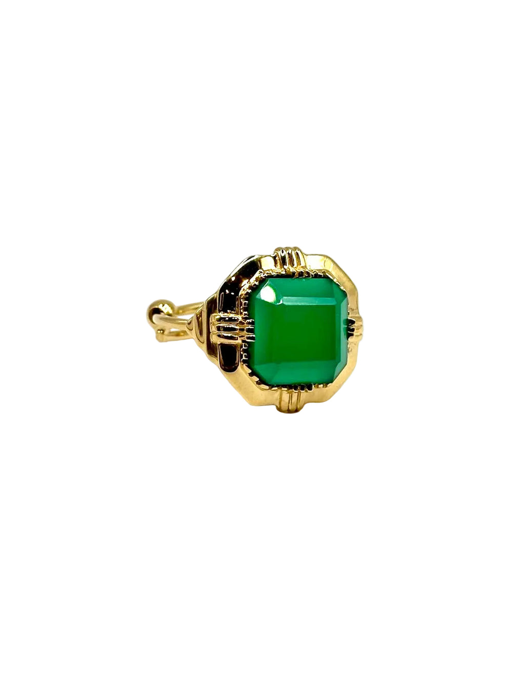 AU FIL DE LO - Bague Art Déco Carrée Onyx Vert