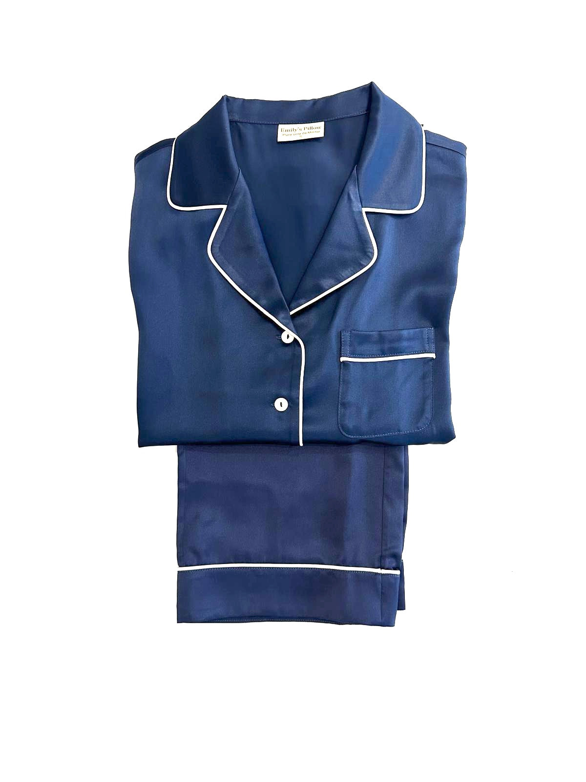 EMILY'S PILLOW - Pyjama Femme en Soie Marine