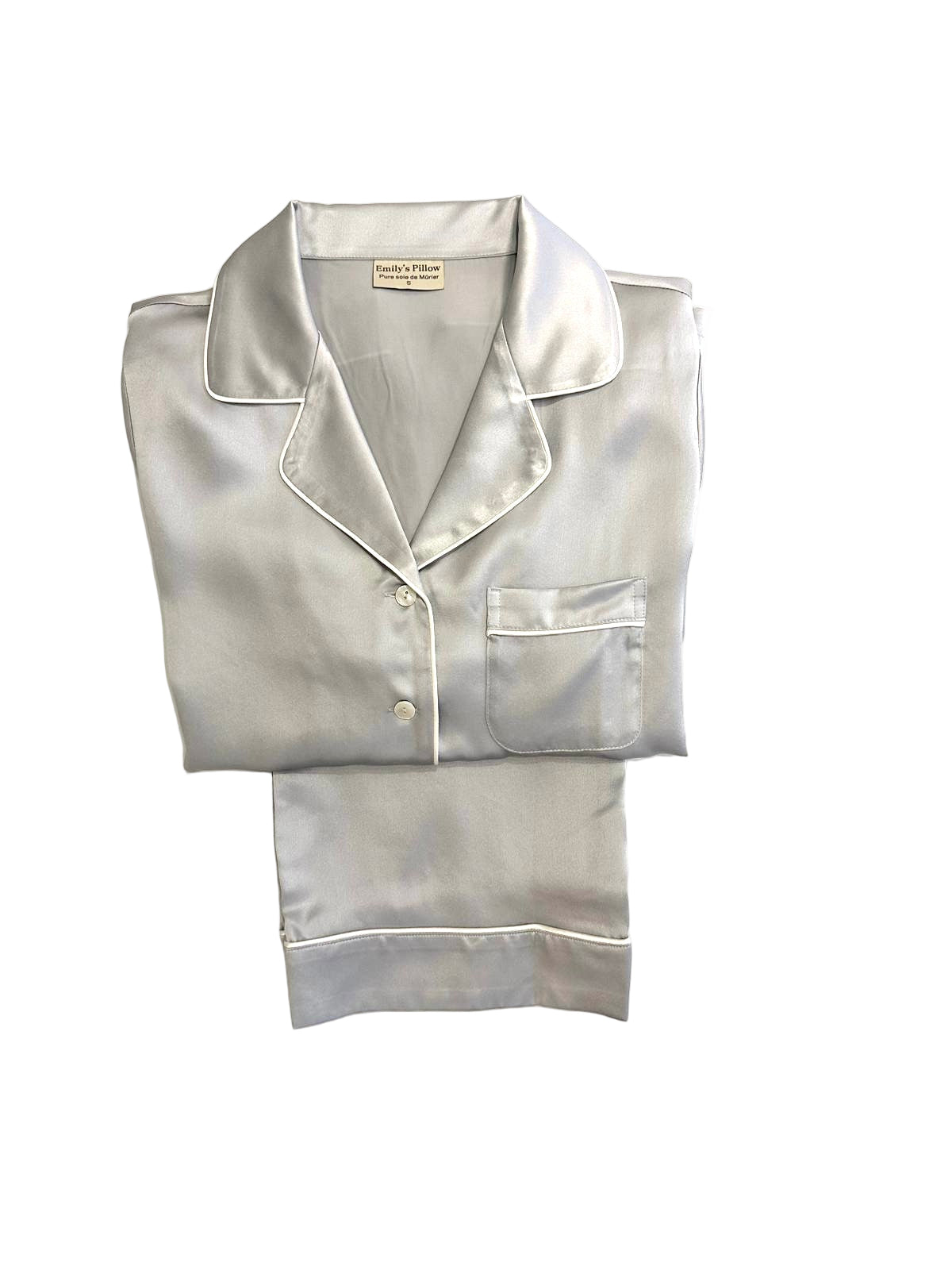 EMILY'S PILLOW - Pyjama Femme en Soie Gris Perle