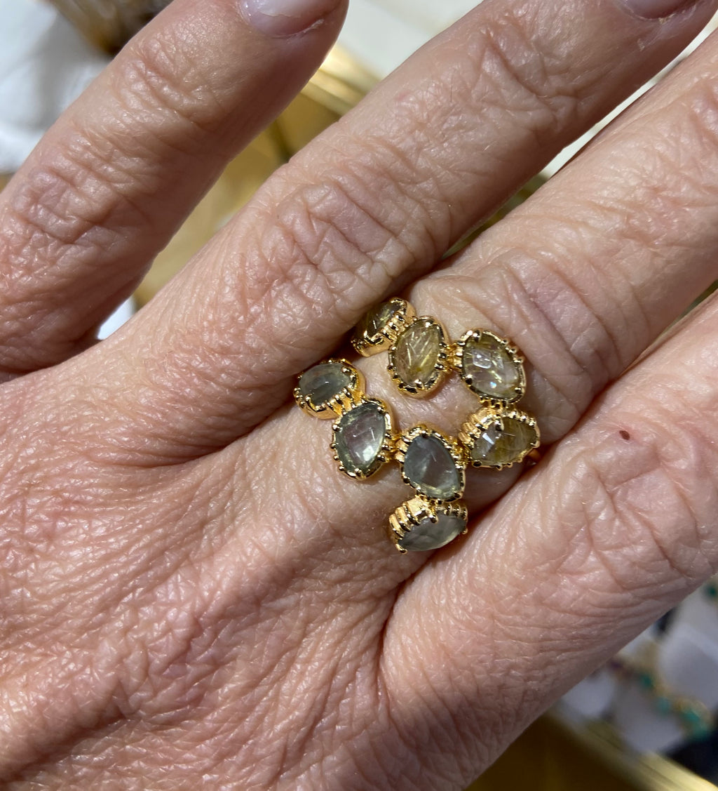 AU FIL DE LO - Bague 4 Mini Pierres Labradorite