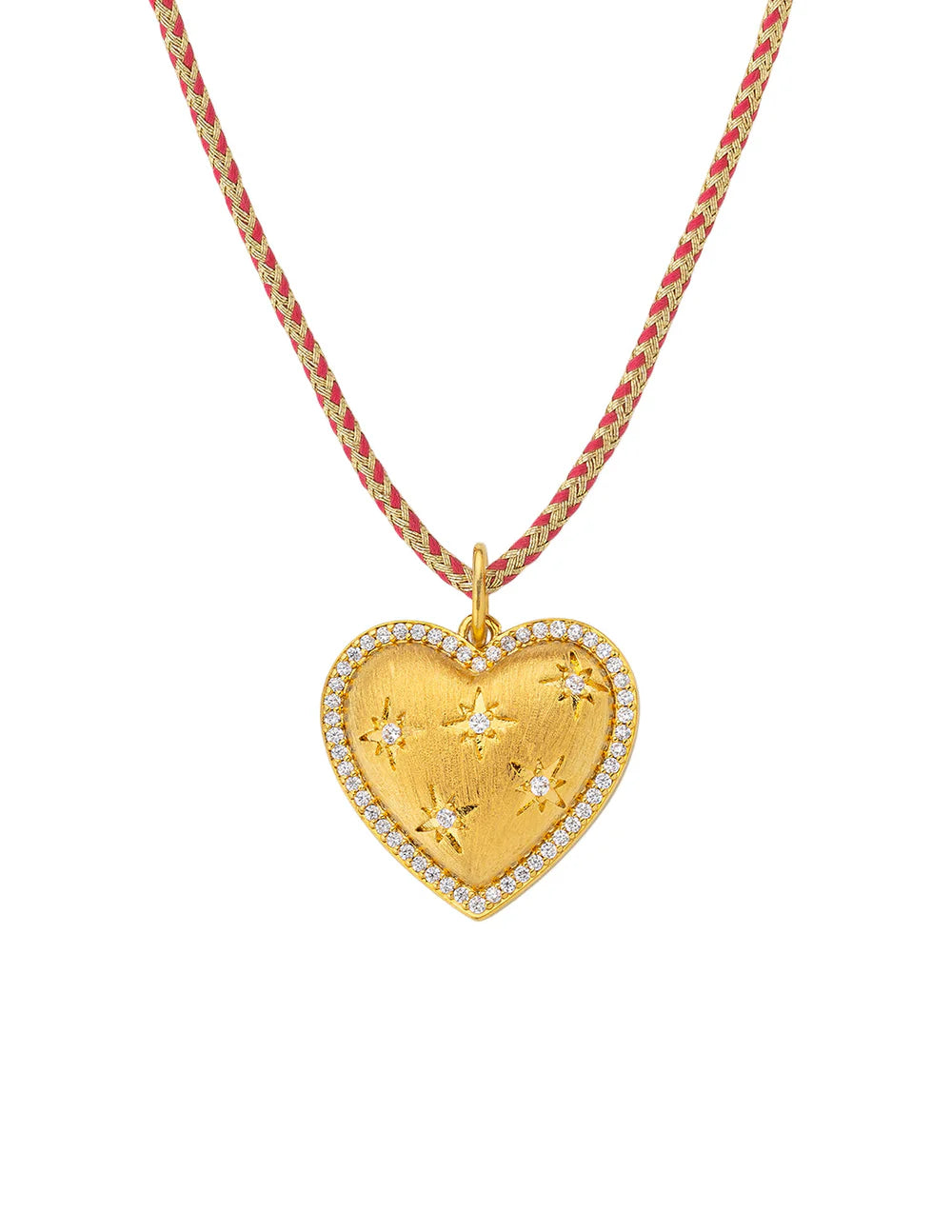 Collier Big Heart doré or fin 24k sur cordon rouge – MYA BAY