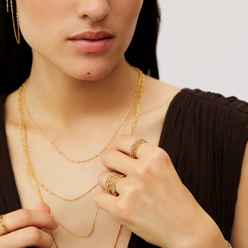 Collier triple Galatée en laiton plaqué or 24k – BDM STUDIO – détail