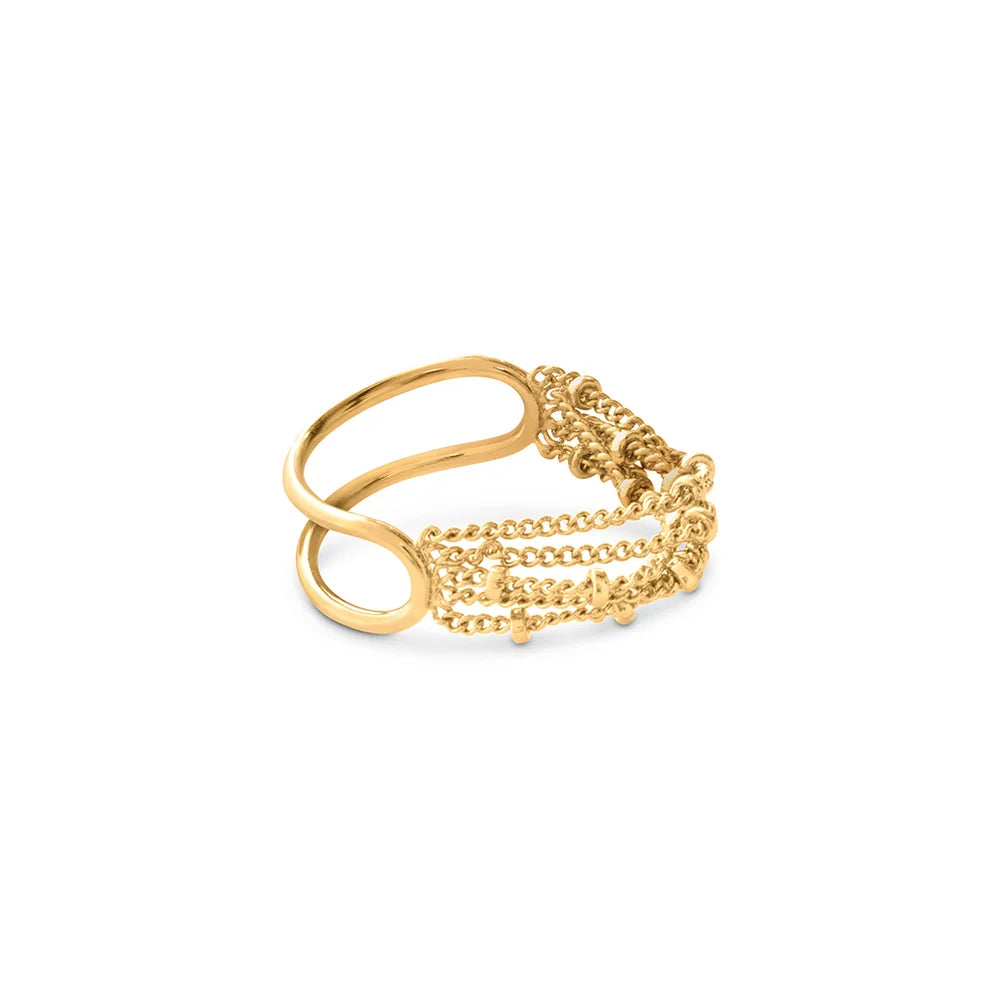 Bague Galatée à chaînes en laiton plaqué or 24k – BDM STUDIO