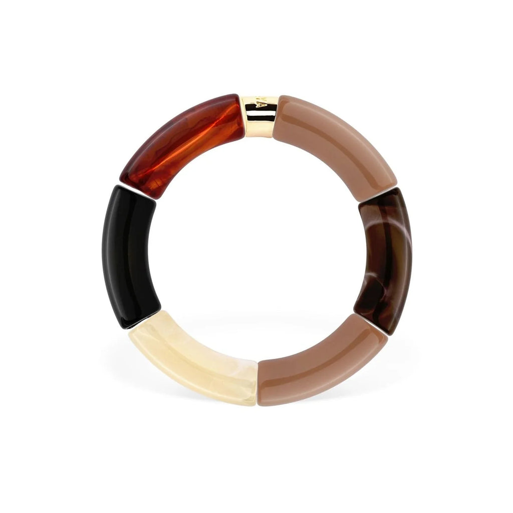 Bracelet Moca modèle 1 en perles de résine et acier doré — Parabaya, George Genève