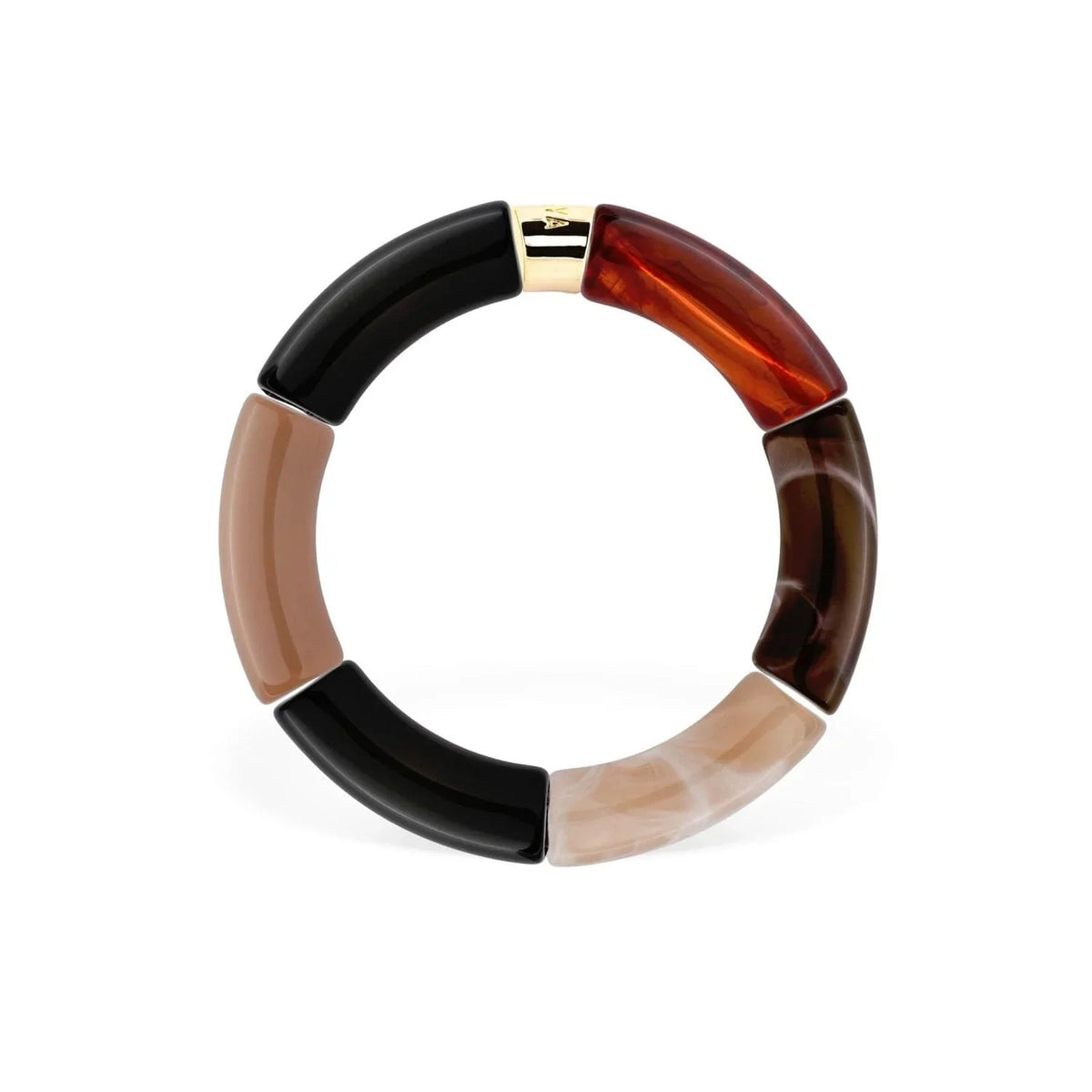 Bracelet Moca modèle 3 en perles de résine et acier doré — Parabaya, George Genève