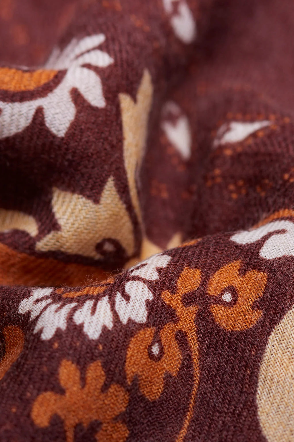 LECOMTE FLAMENT - Foulard Bandana Flowers Chocolate