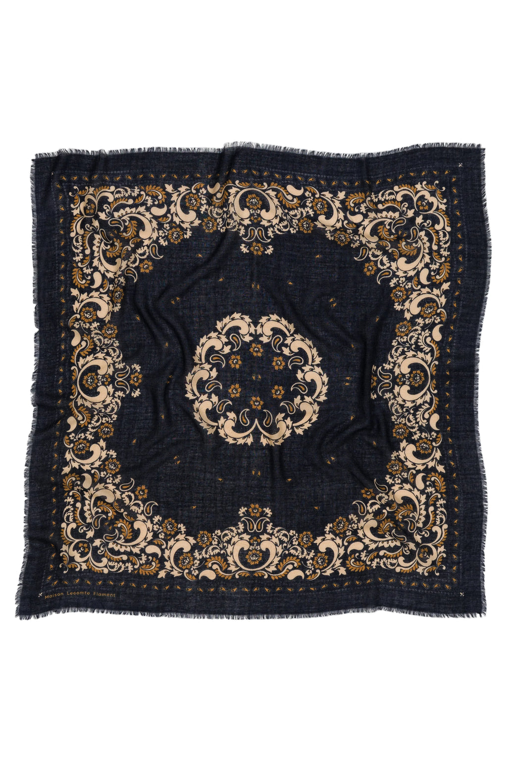 LECOMTE FLAMENT - Foulard Bandana Flowers Navy