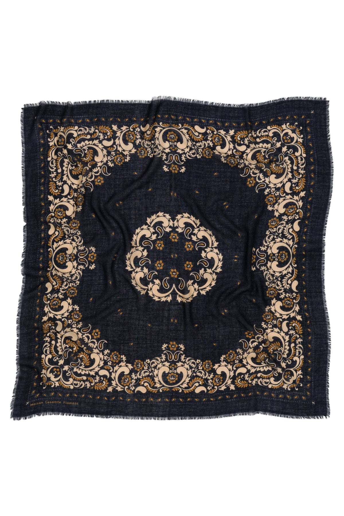 LECOMTE FLAMENT - Foulard Bandana Flowers Navy