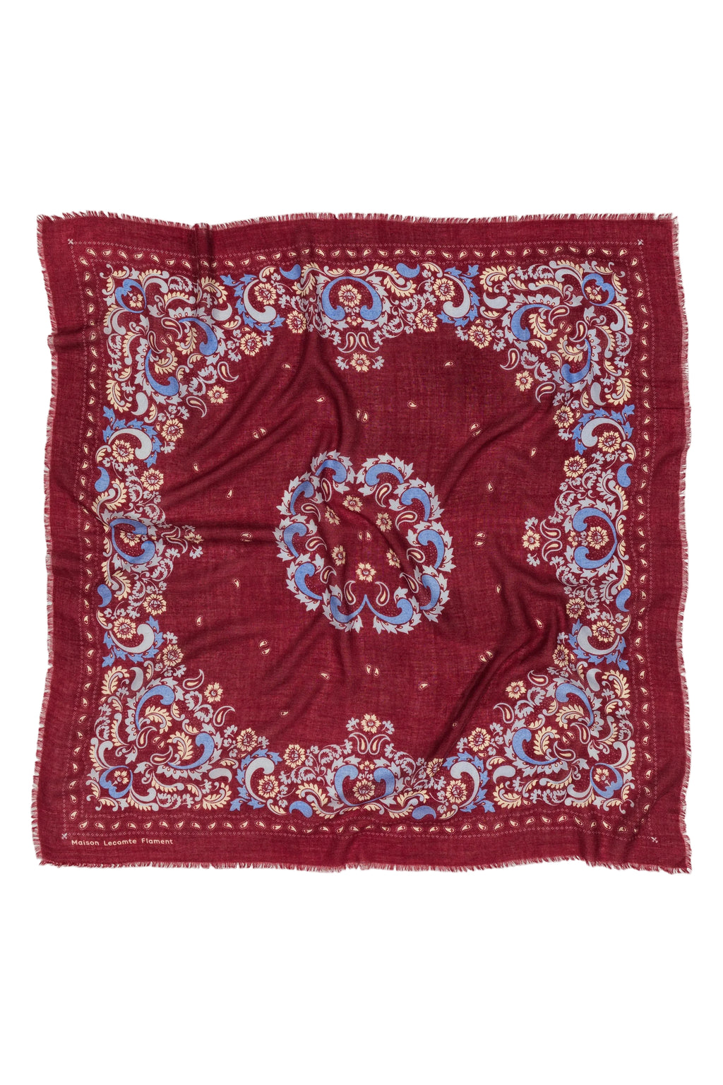 LECOMTE FLAMENT - Foulard Bandana Flowers Burgundy