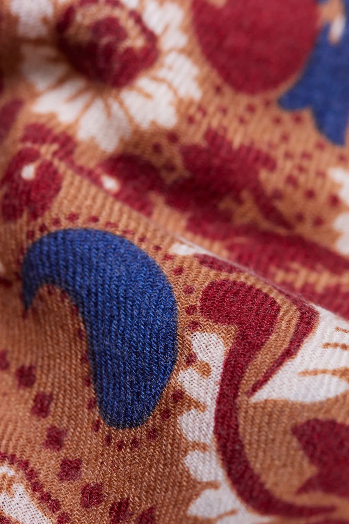 LECOMTE FLAMENT - Foulard Bandana Flowers Camel
