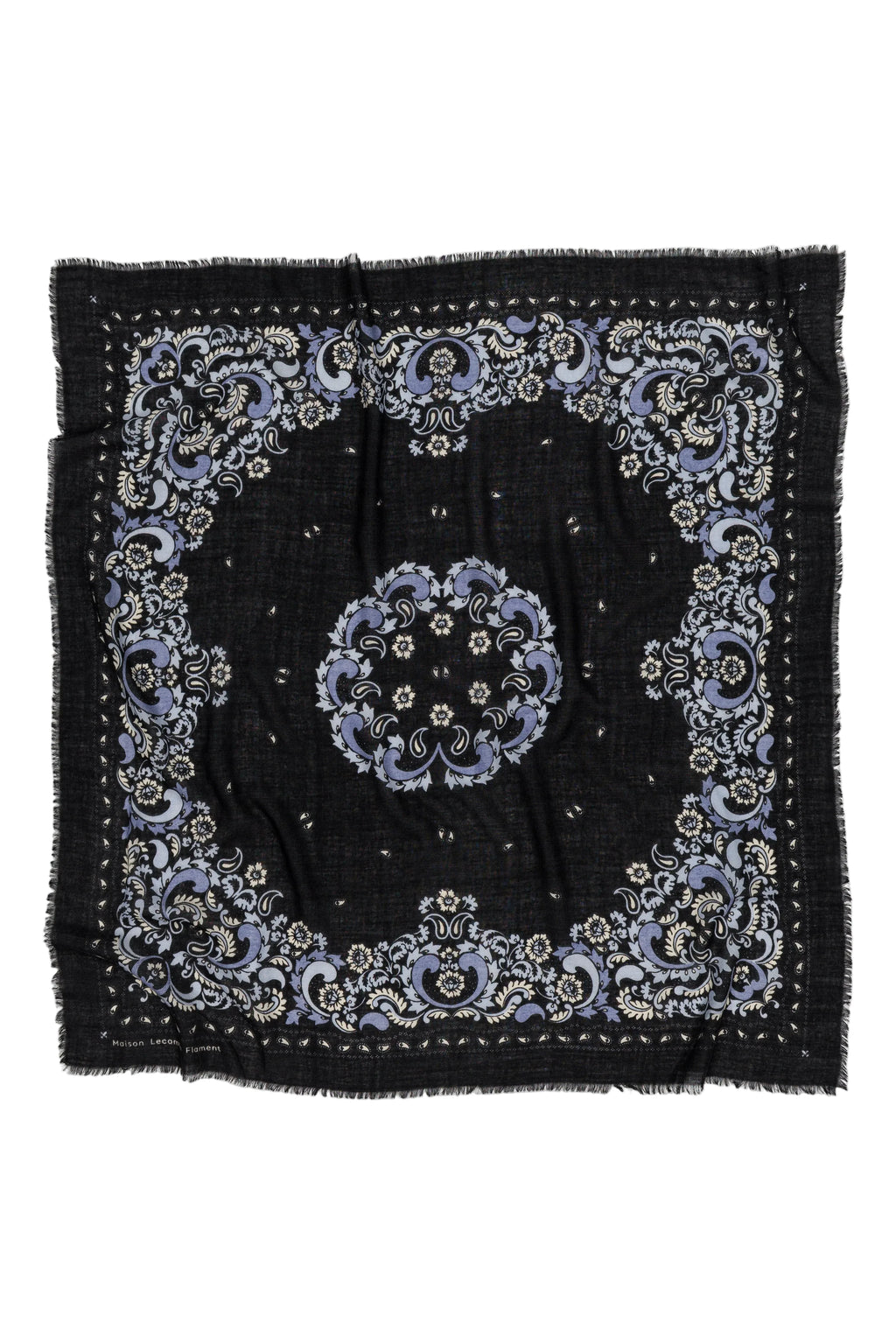 LECOMTE FLAMENT - Foulard Bandana Flowers Black