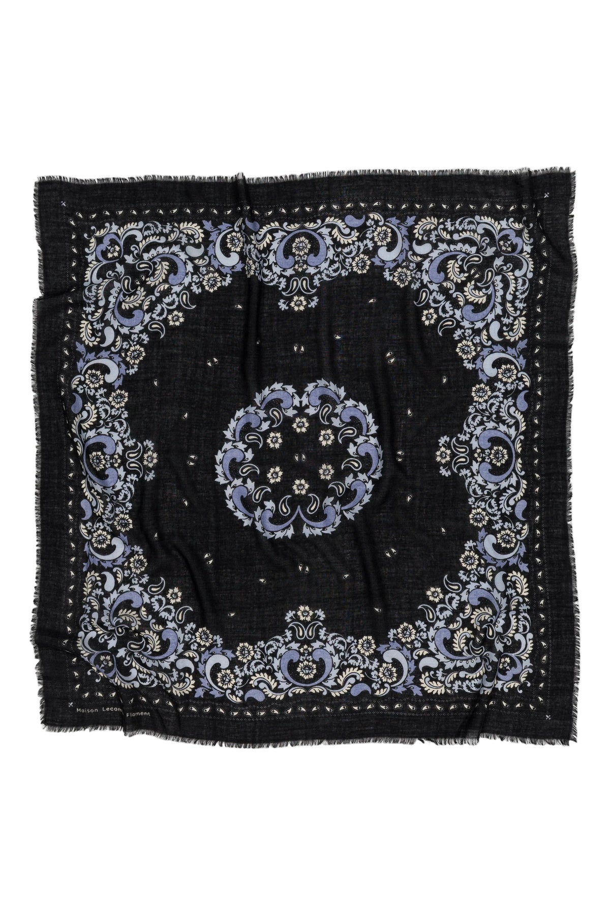 LECOMTE FLAMENT - Foulard Bandana Flowers Black