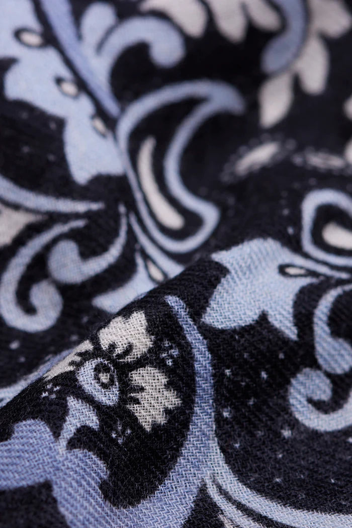 LECOMTE FLAMENT - Foulard Bandana Flowers Black