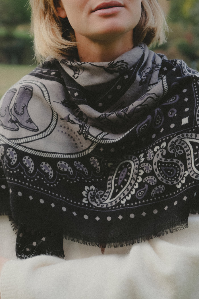 LECOMTE FLAMENT - Foulard Rodeo Black