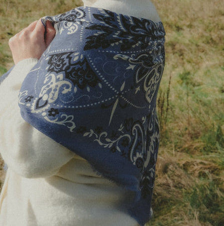 LECOMTE FLAMENT - Foulard Bandana Blue Granit