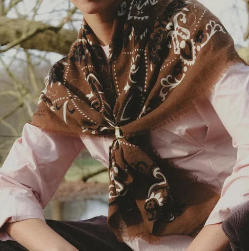LECOMTE FLAMENT - Foulard Bandana Hazelnut