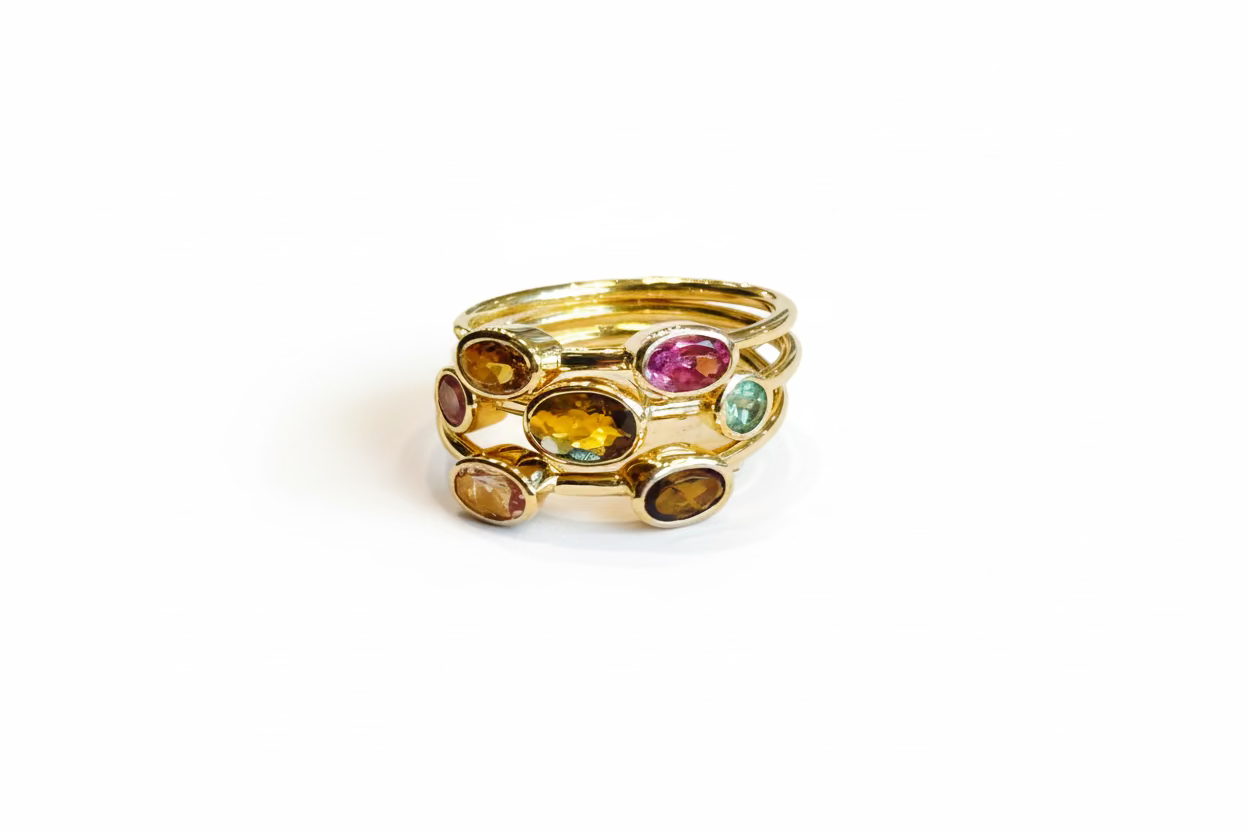 SOPHIE DESCHAMPS - Bague 3 anneaux Tourmalines