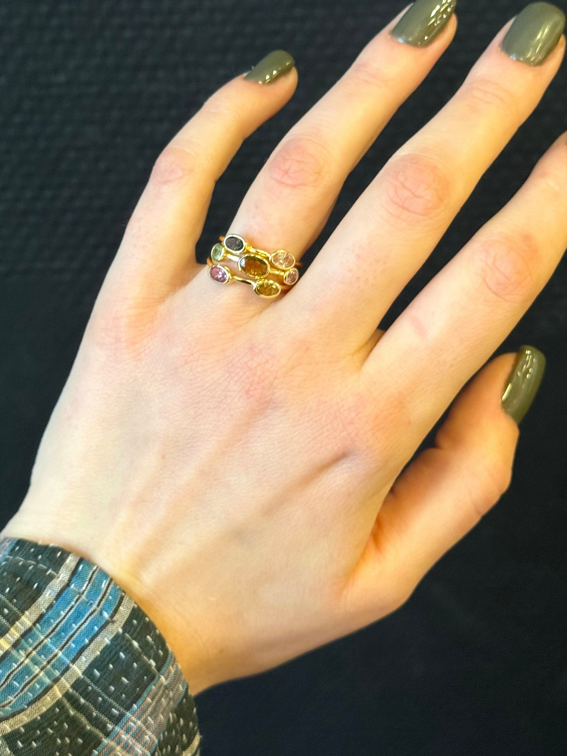 SOPHIE DESCHAMPS - Bague 3 anneaux Tourmalines