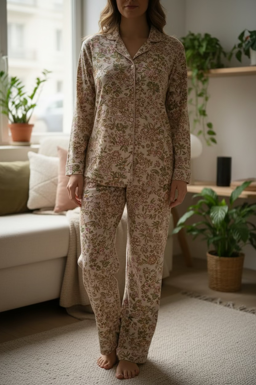 Pyjama 100% coton Blanc – vue 2 – BE MY VALENTINE | George Genève