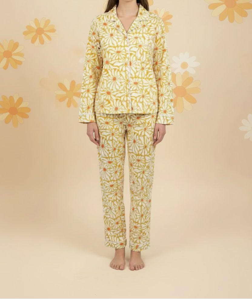 Pyjama 100% coton Jaune – vue 2 – BE MY VALENTINE | George Genève