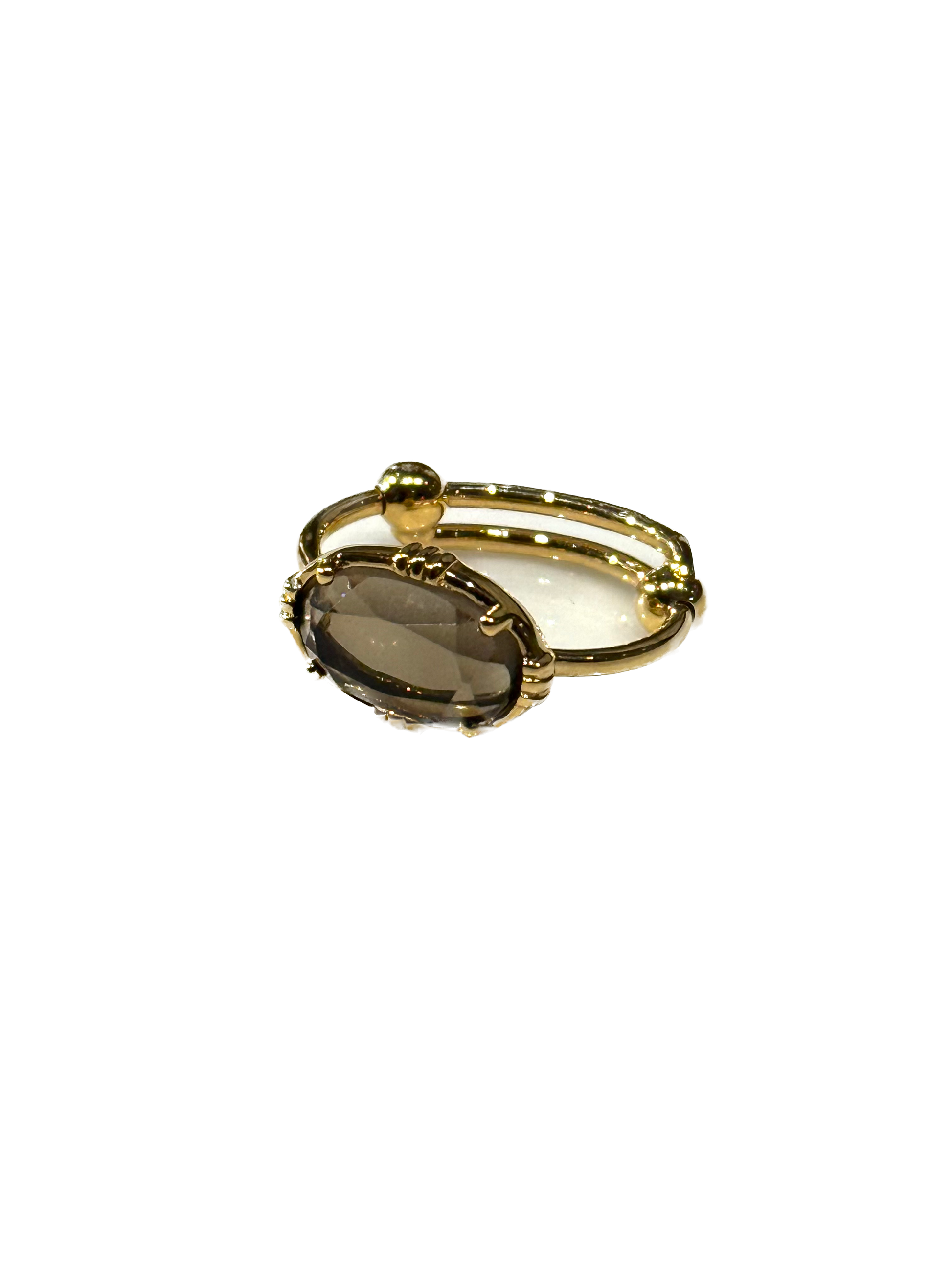 AU FIL DE LO - Bague Mini Ovale Horizontale Quartz Fumé