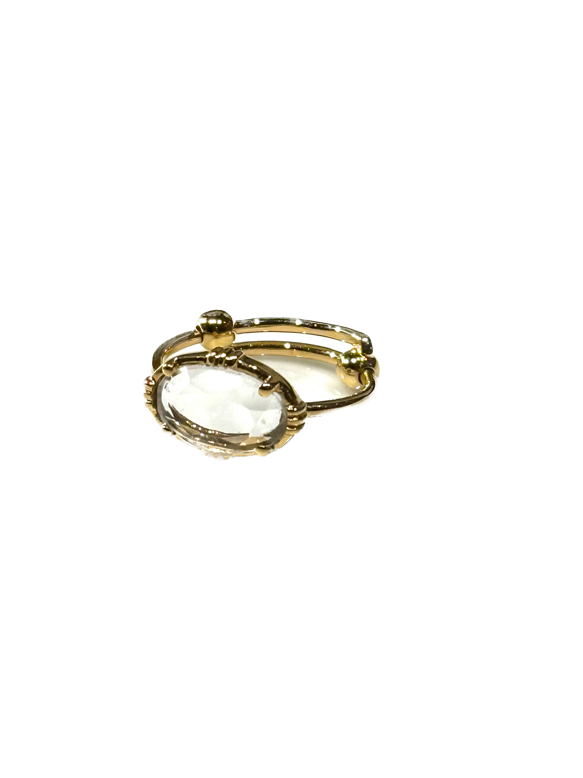 AU FIL DE LO - Bague Mini Ovale Horizontale Cristal de Roche