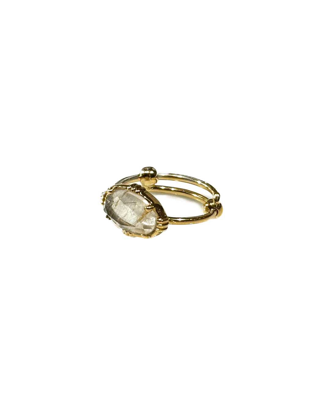 AU FIL DE LO - Bague Mini Ovale Horizontale Quartz Rutile