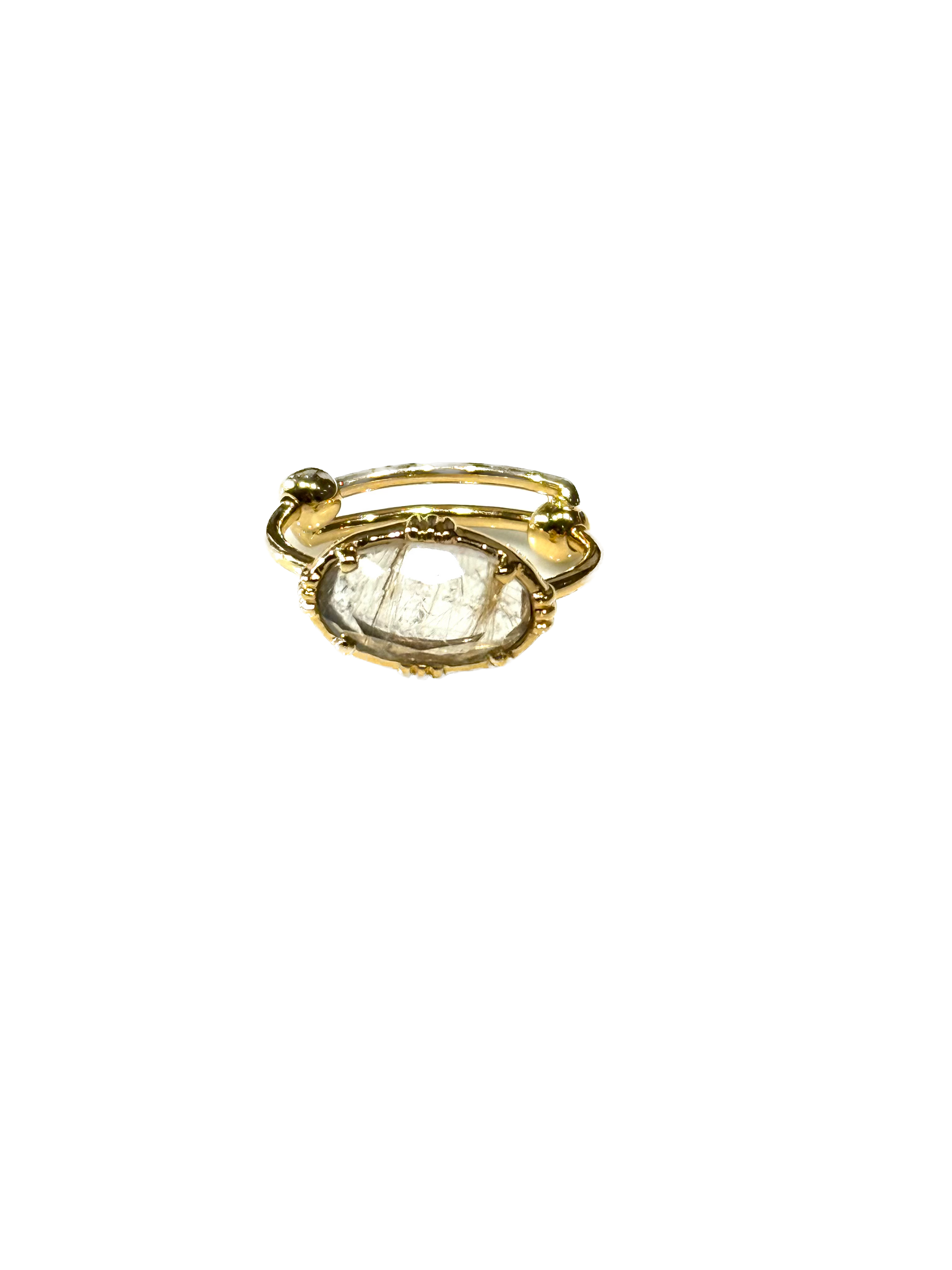 AU FIL DE LO - Bague Mini Ovale Horizontale Cristal de Roche