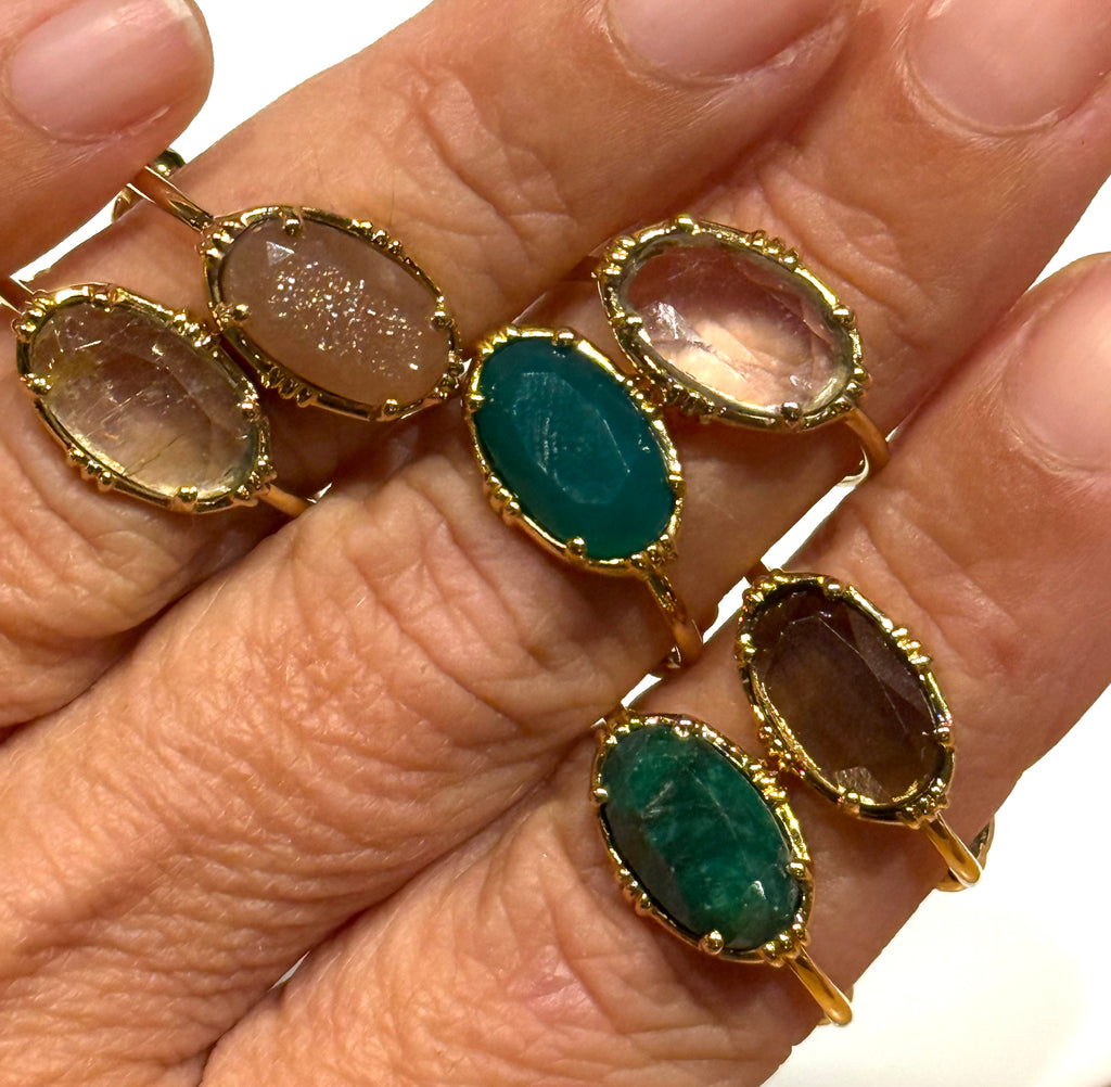 AU FIL DE LO - Bague Mini Ovale Horizontale Quartz Rutile