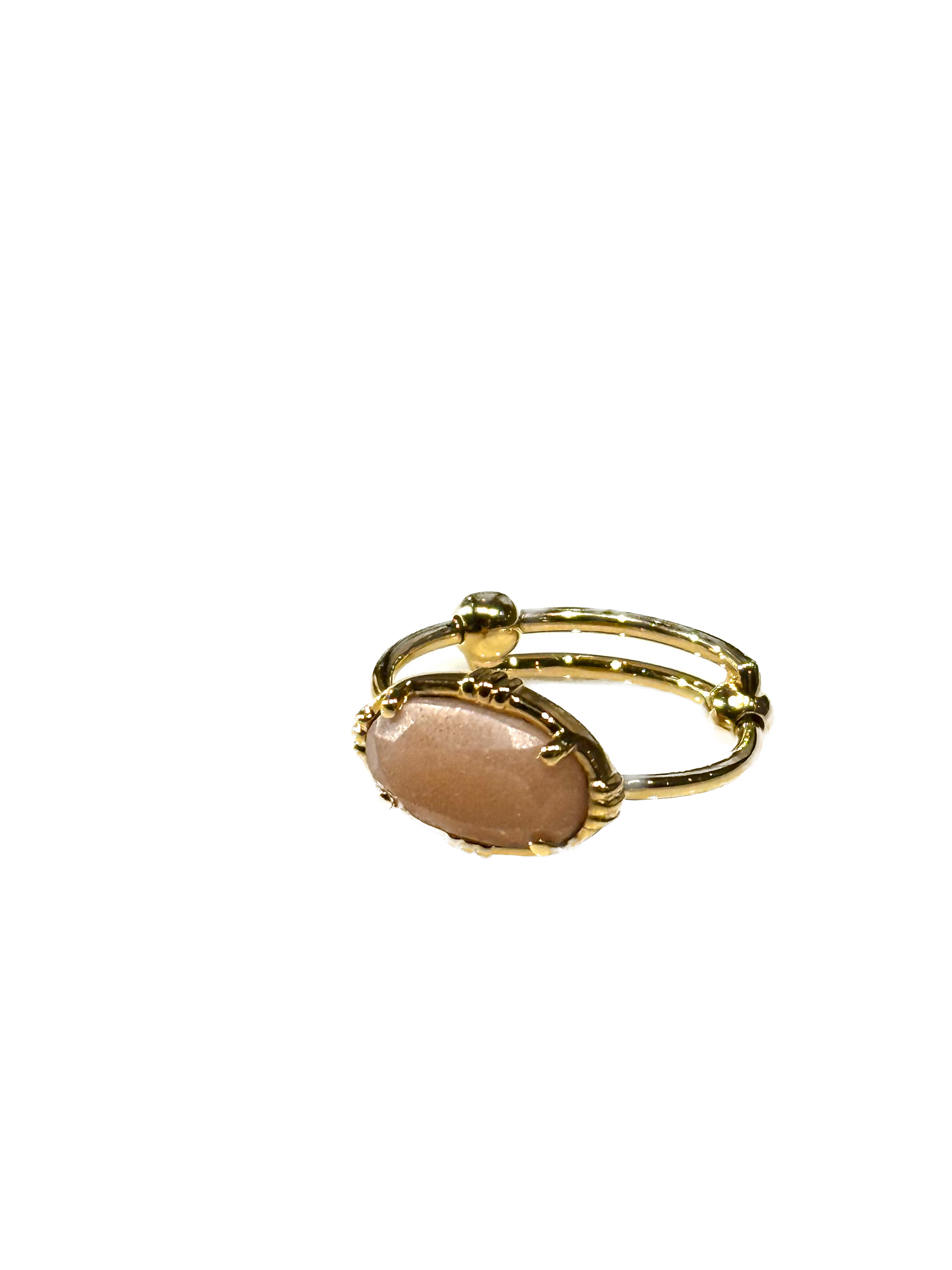 AU FIL DE LO - Bague Mini Ovale Horizontale Pierre de Lune Nude