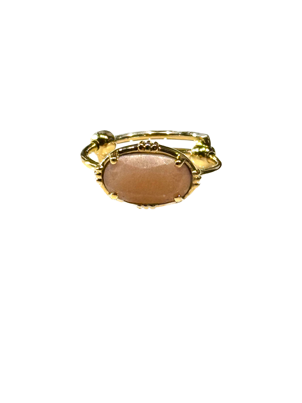 AU FIL DE LO - Bague Mini Ovale Horizontale Pierre de Lune Nude
