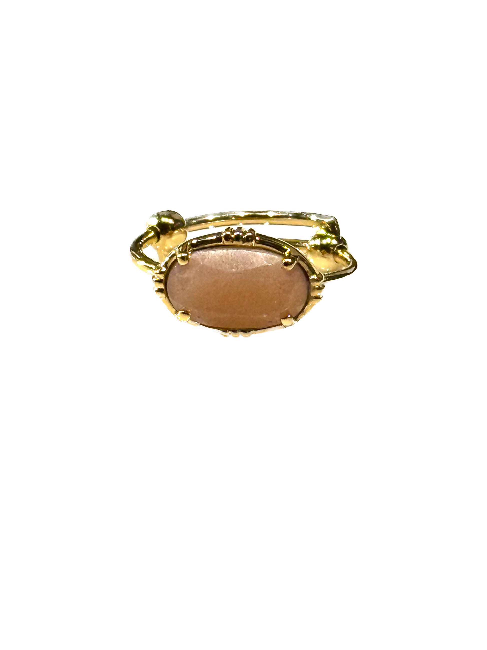 AU FIL DE LO - Bague Mini Ovale Horizontale Pierre de Lune Nude