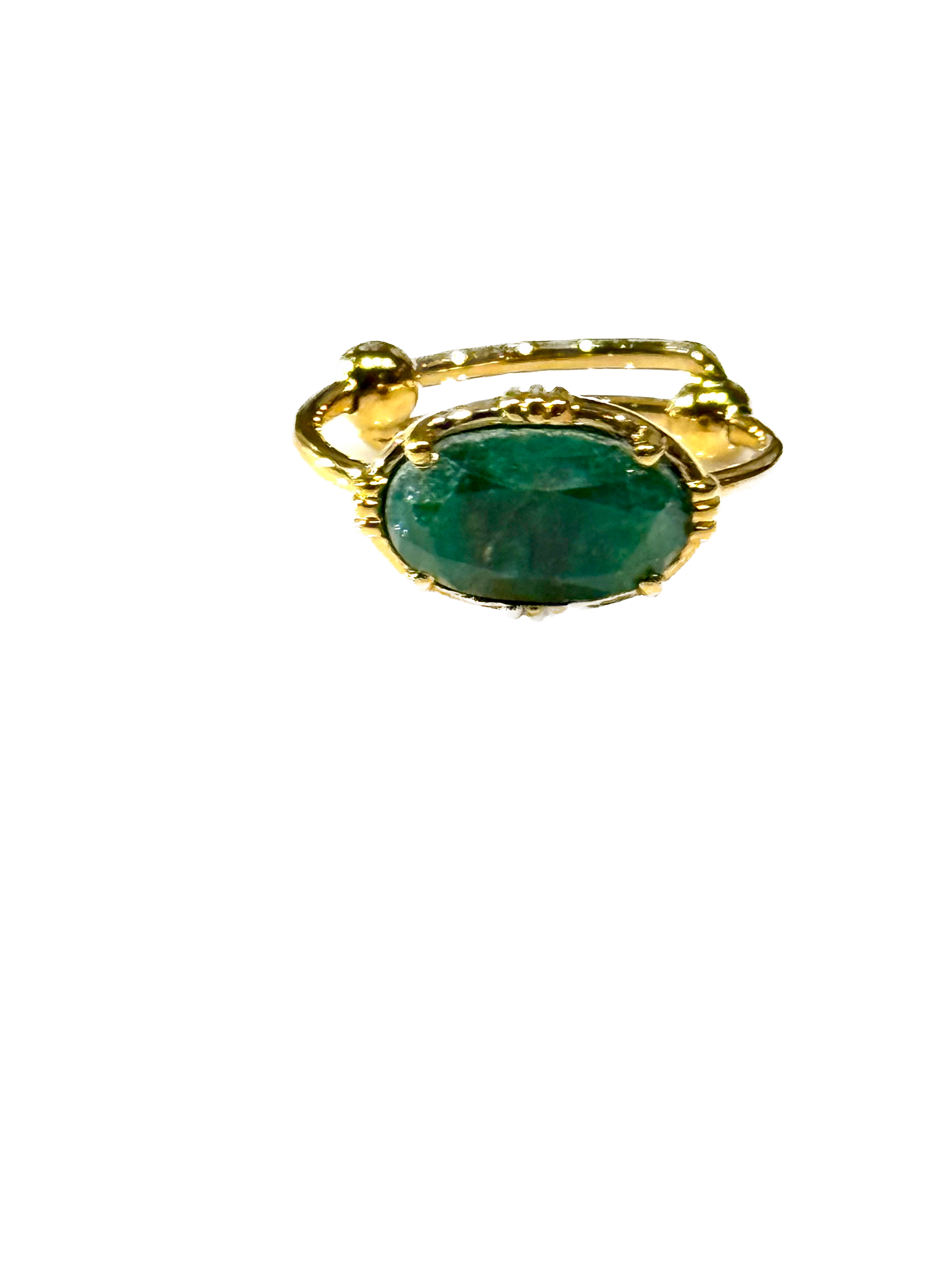 AU FIL DE LO - Bague Mini Ovale Horizontale Silimanite Verte