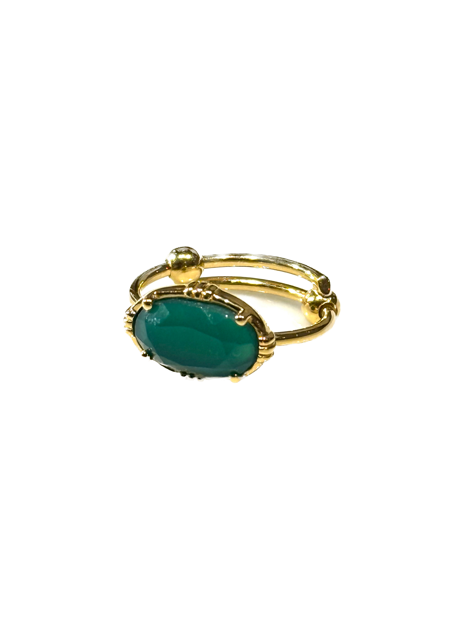 AU FIL DE LO - Bague Mini Ovale Horizontale Onyx Vert