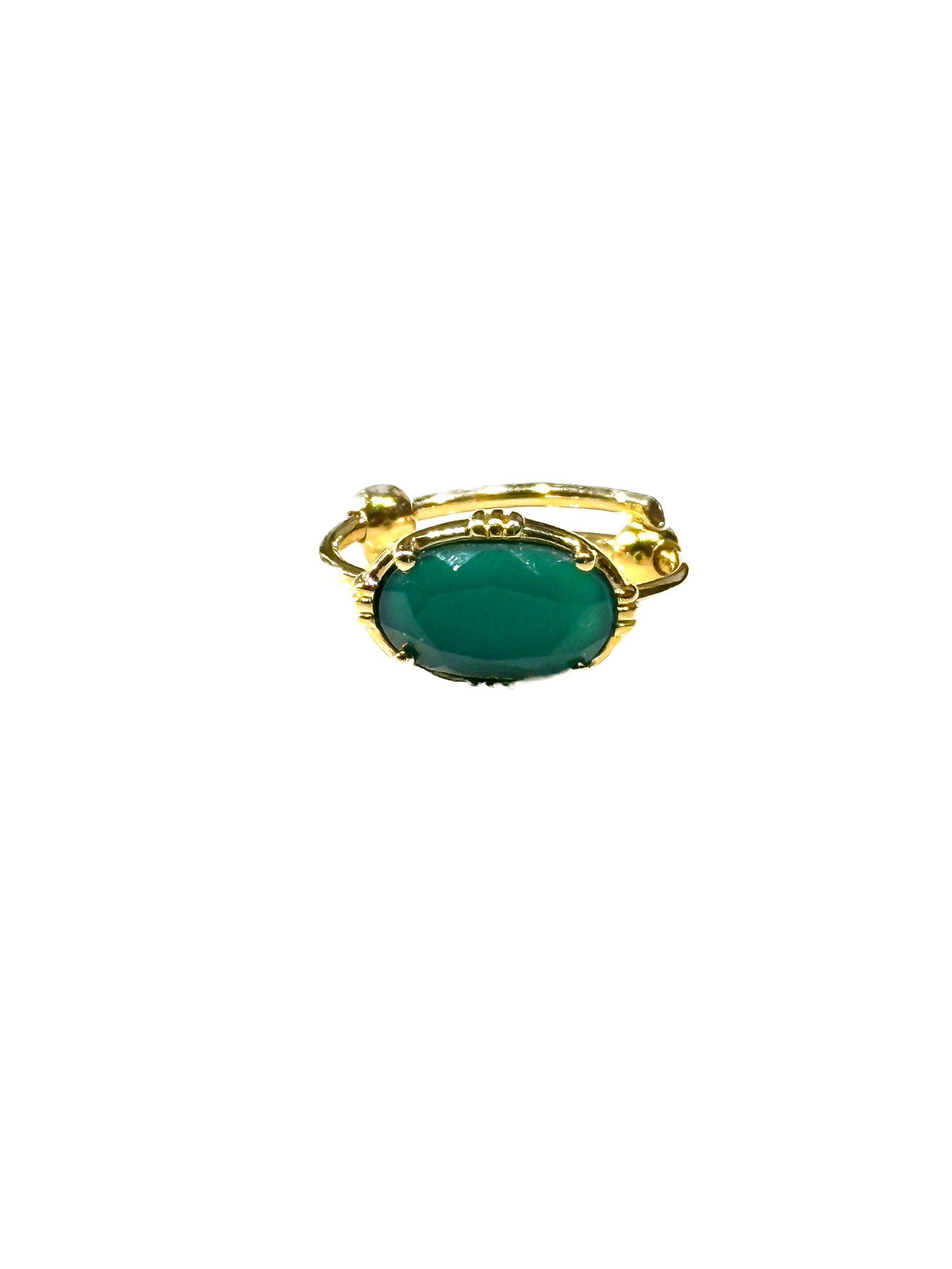 AU FIL DE LO - Bague Mini Ovale Horizontale Onyx Vert