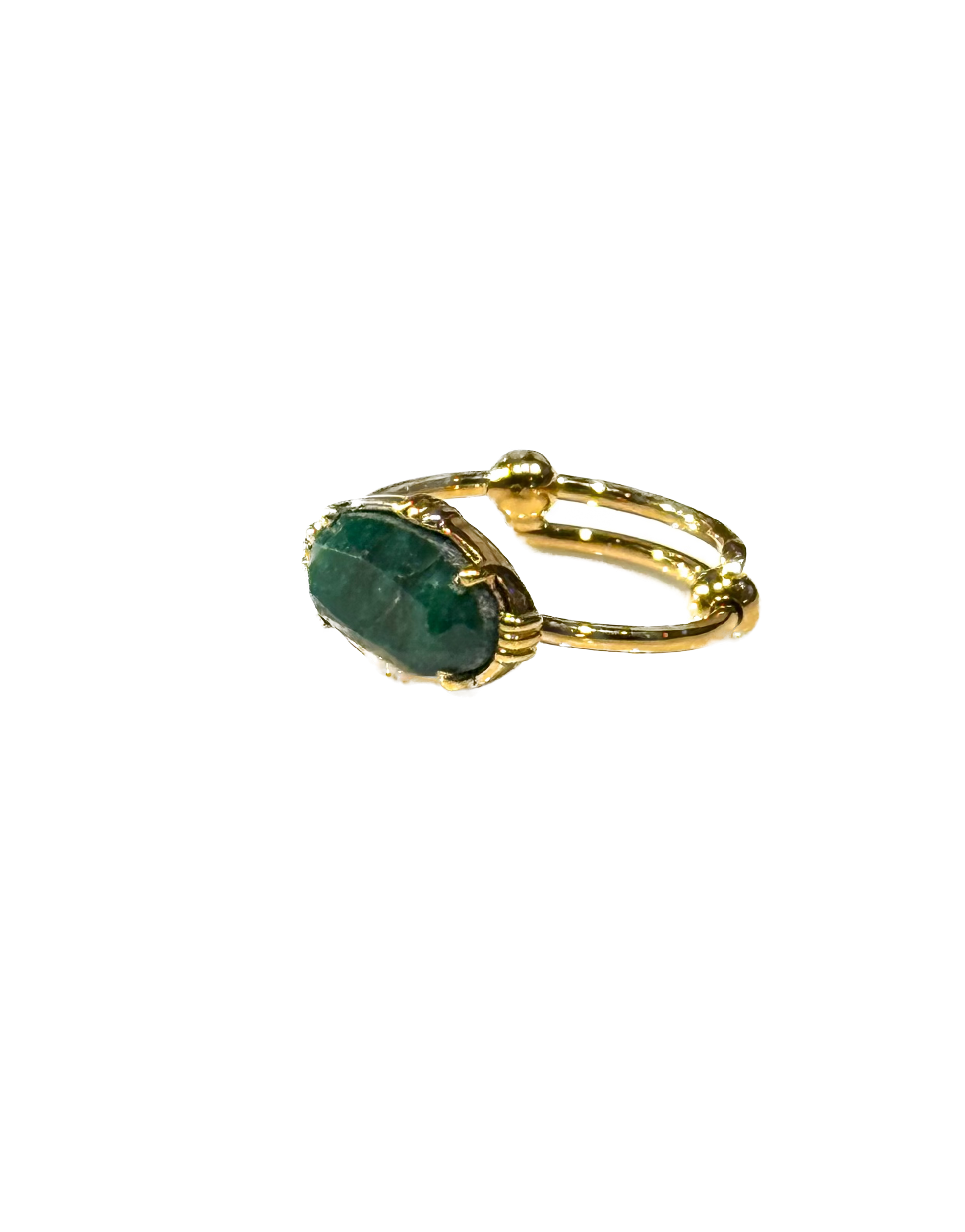 AU FIL DE LO - Bague Mini Ovale Horizontale Silimanite Verte