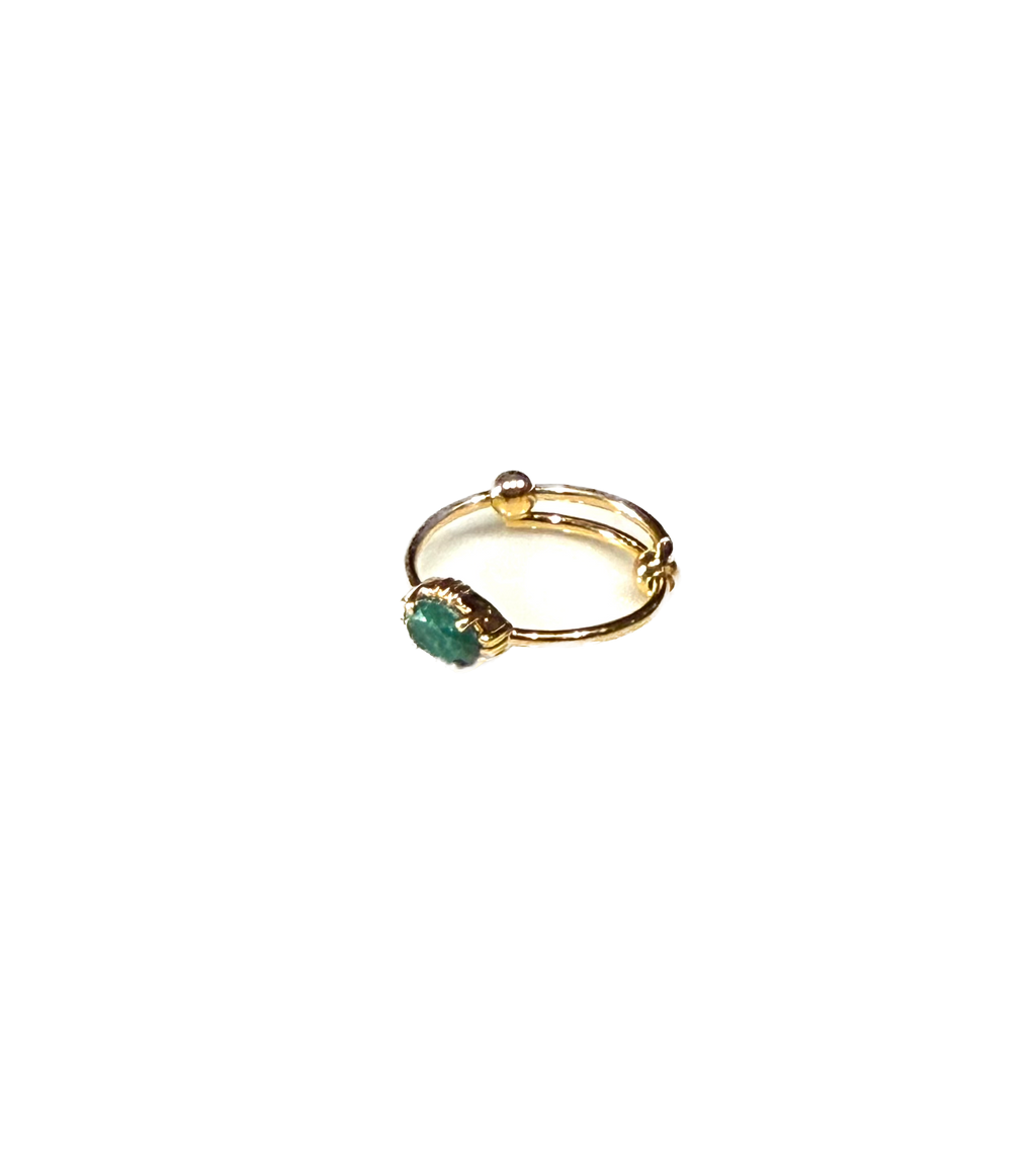 AU FIL DE LO - Bague Mini Ovale Onyx Vert