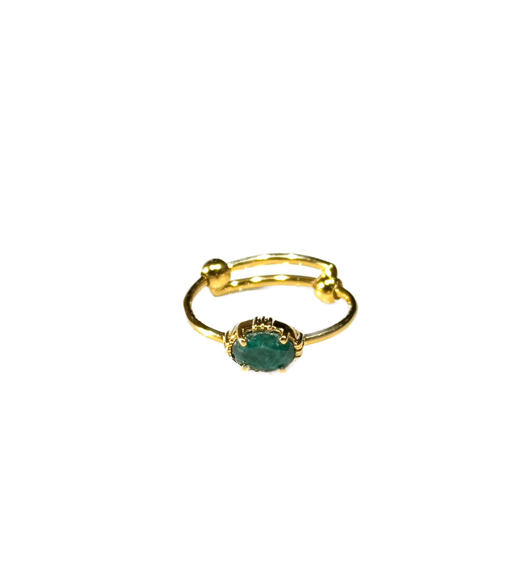 AU FIL DE LO - Bague Mini Ovale Onyx Vert