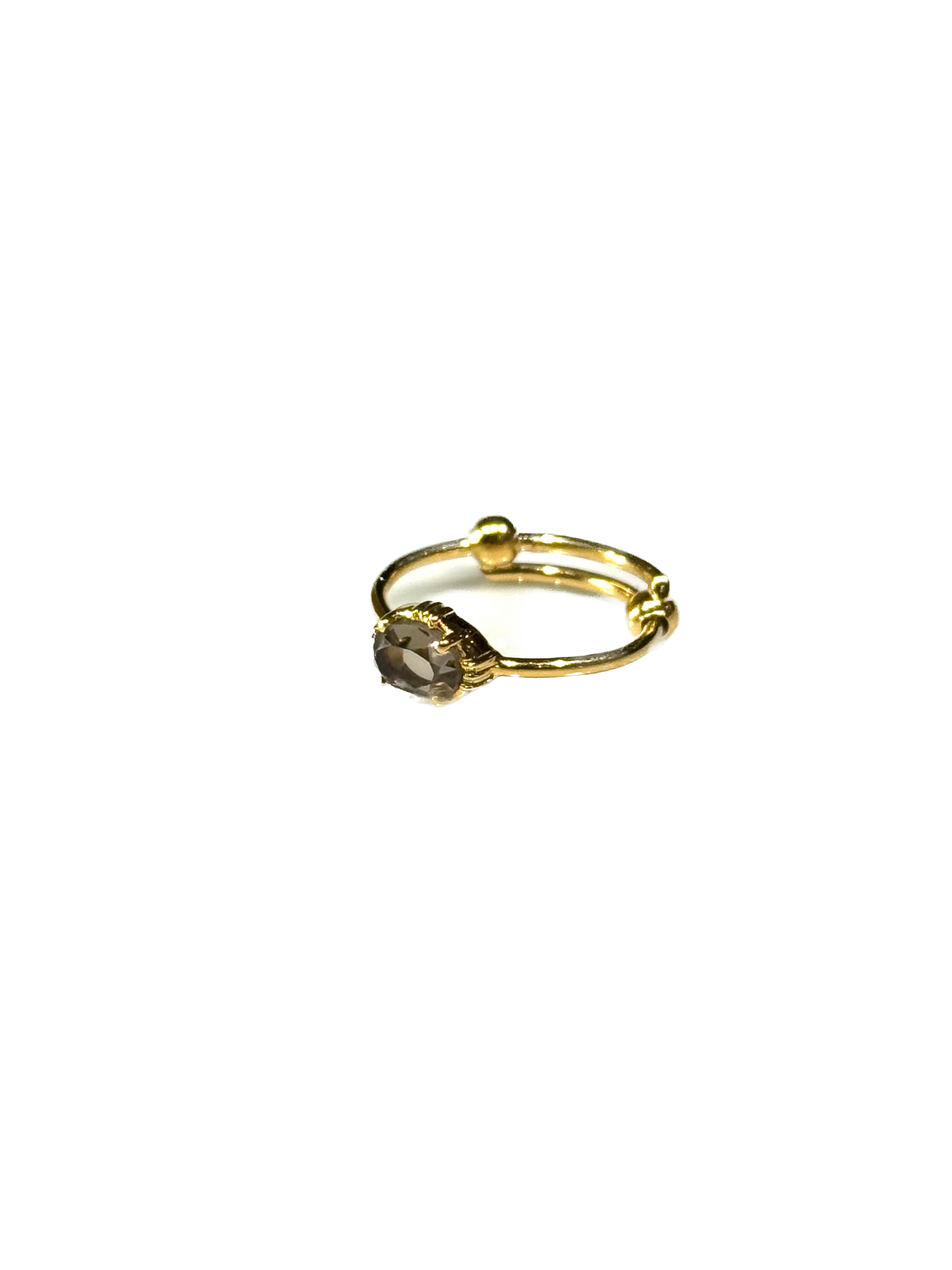 AU FIL DE LO - Bague Mini Ovale Quartz Fumé