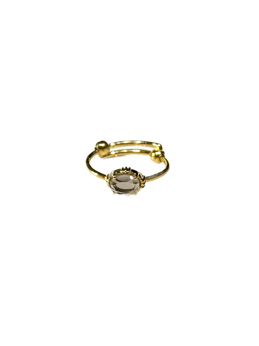 AU FIL DE LO - Bague Mini Ovale Quartz Fumé