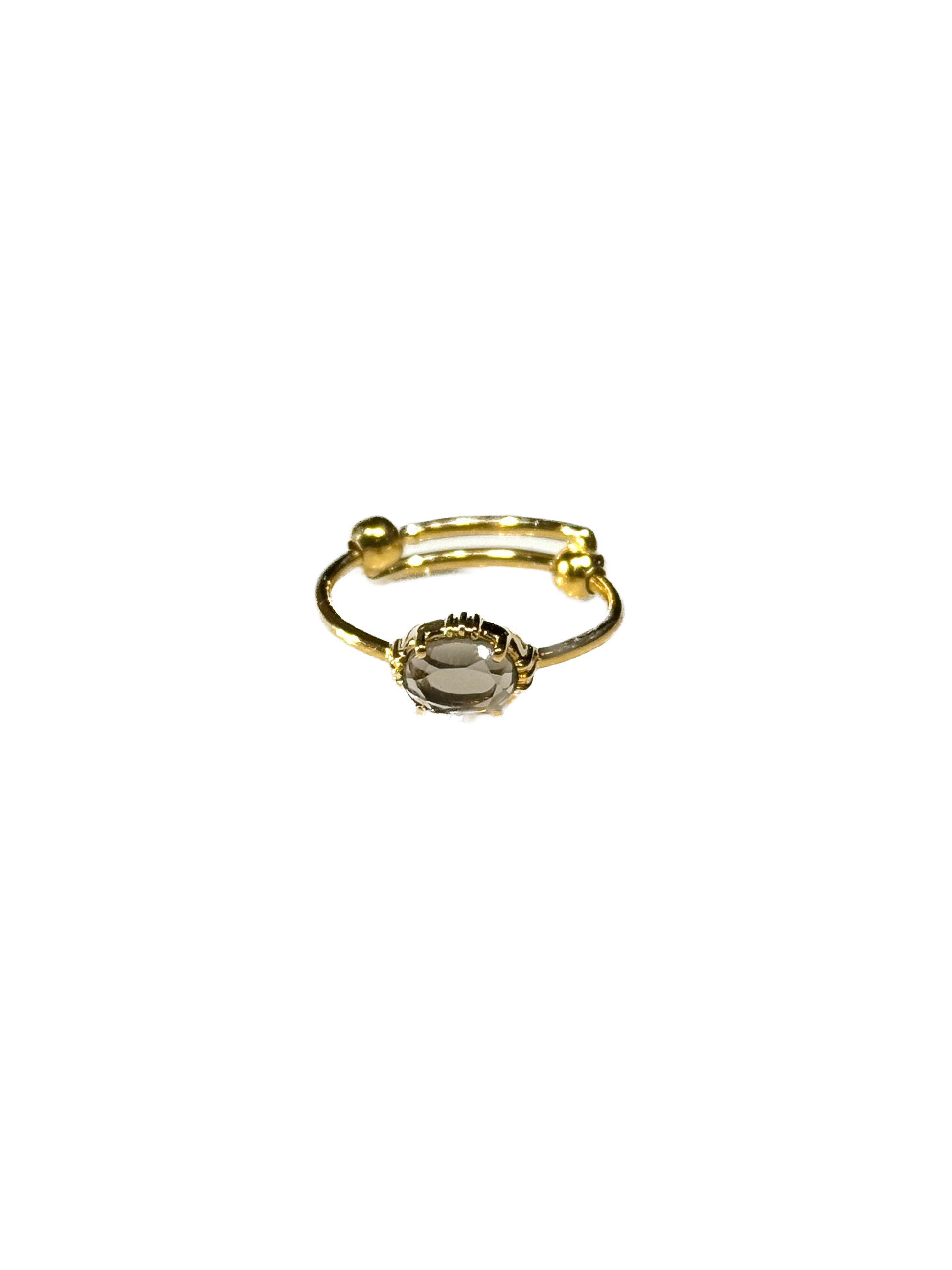 AU FIL DE LO - Bague Mini Ovale Quartz Fumé