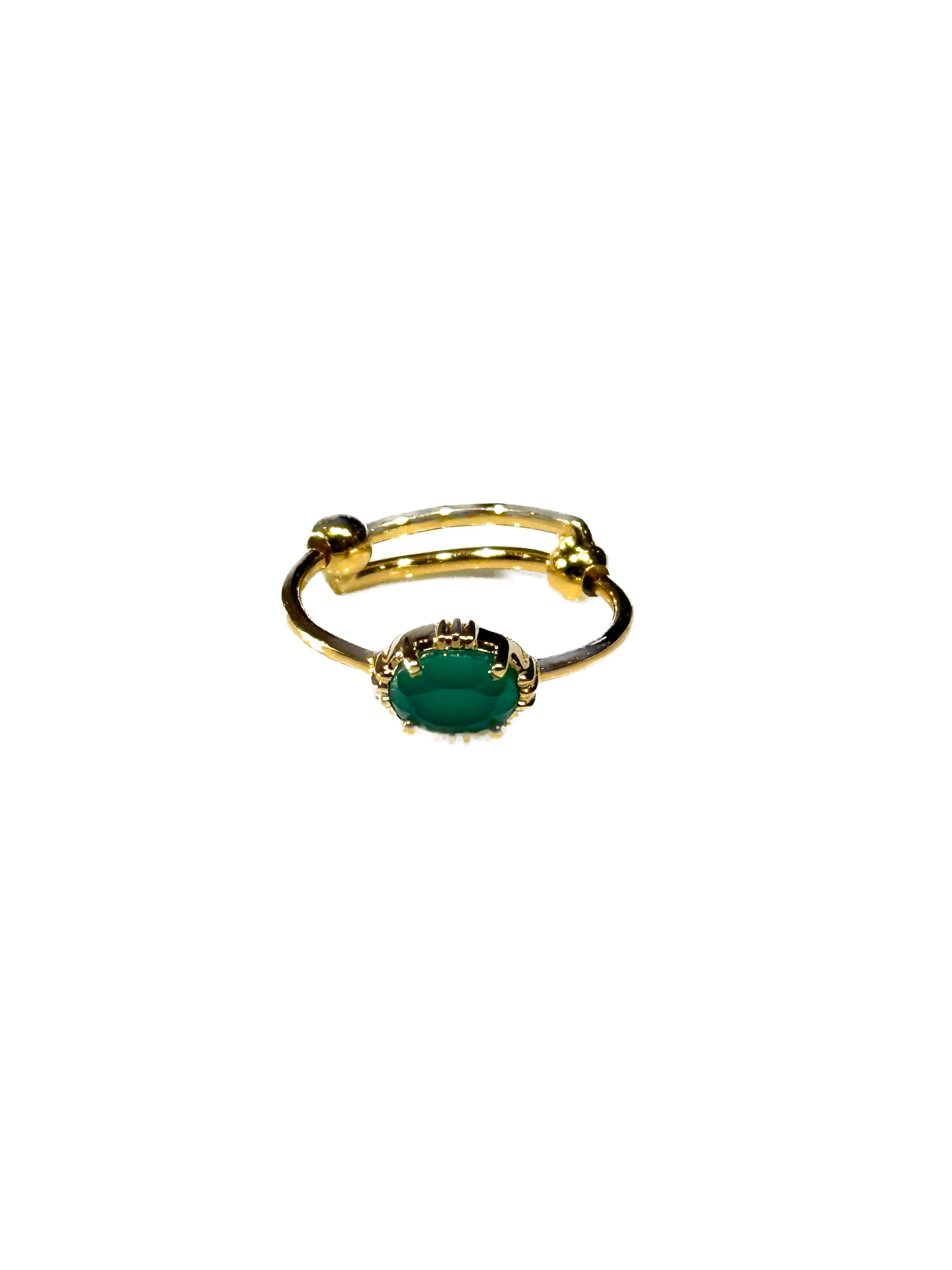 AU FIL DE LO - Bague Mini Ovale Silimanite Verte