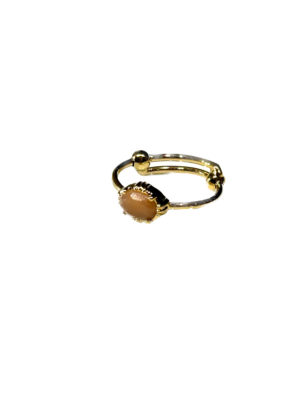 AU FIL DE LO - Bague Mini Ovale Pierre de Lune Nude