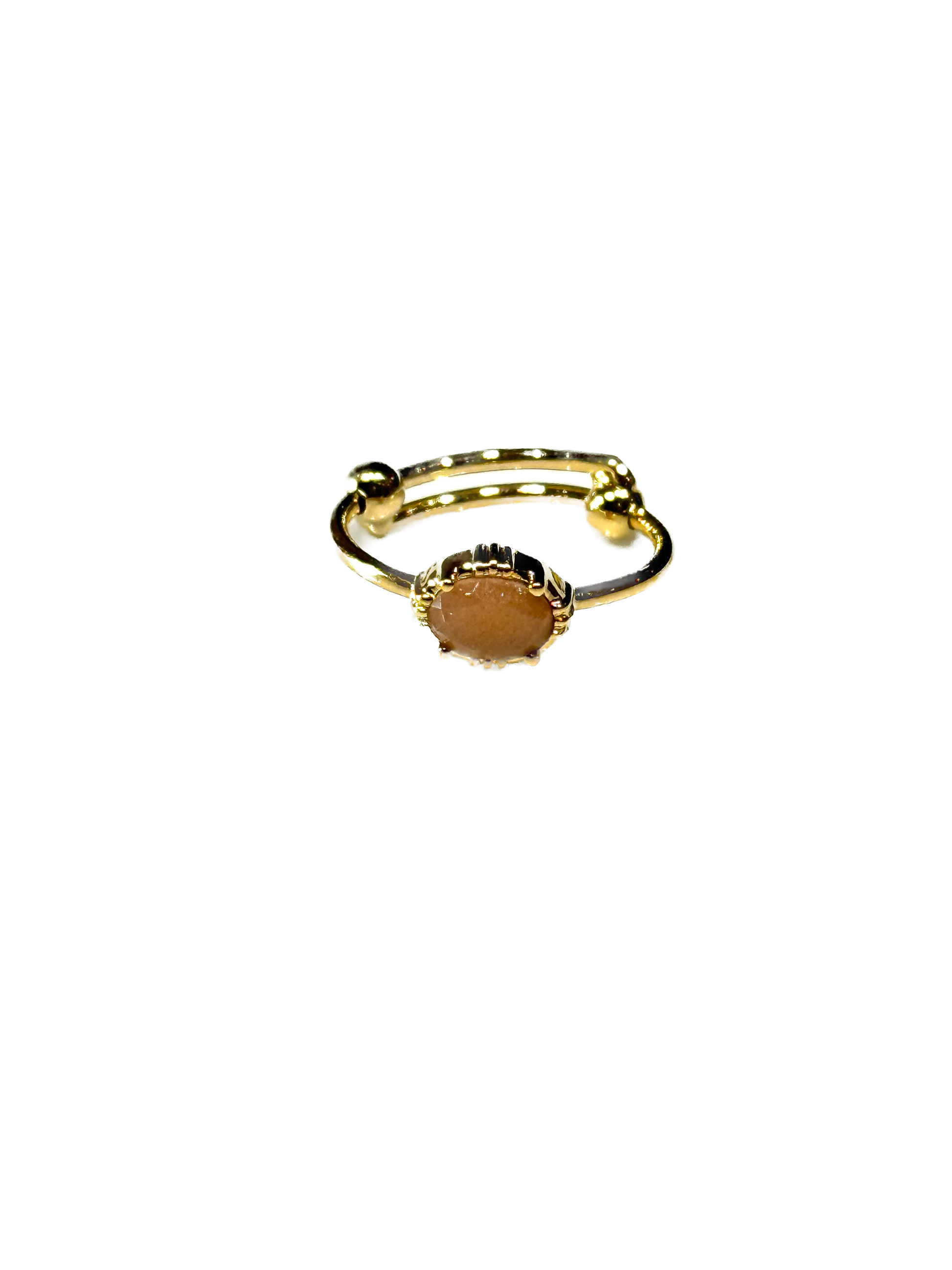 AU FIL DE LO - Bague Mini Ovale Pierre de Lune Nude