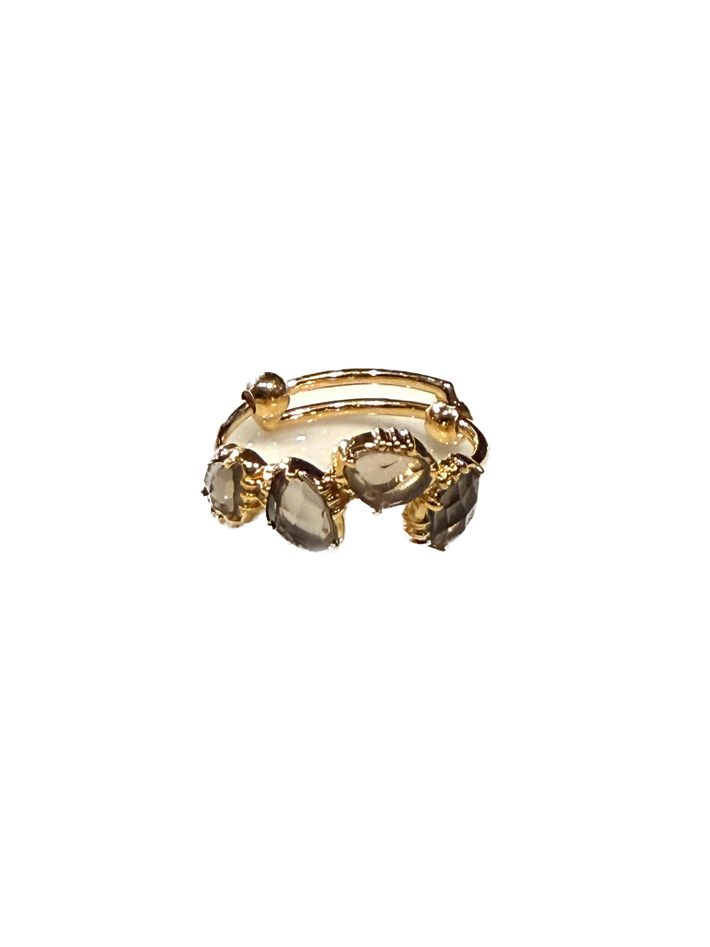 AU FIL DE LO - Bague 4 Mini Pierres Quartz Fumé