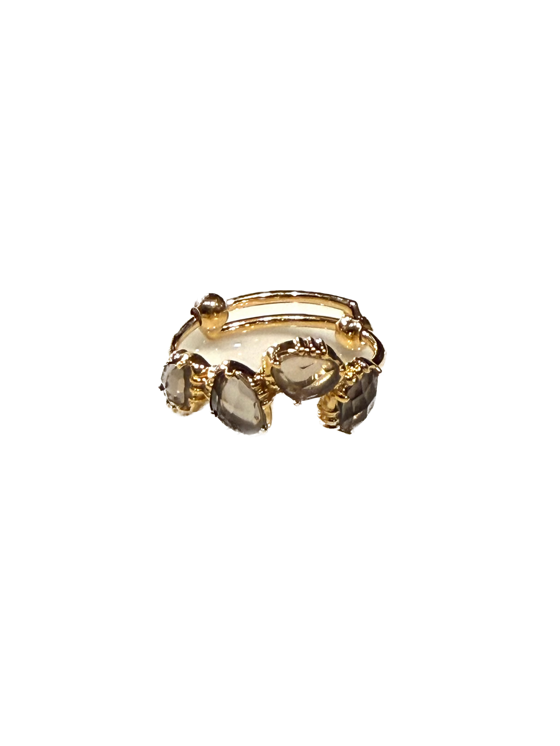AU FIL DE LO - Bague 4 Mini Pierres Quartz Fumé