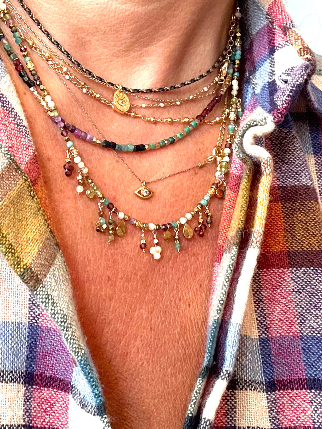 HABAHA - Collier de Perles de Pierres et Pampilles