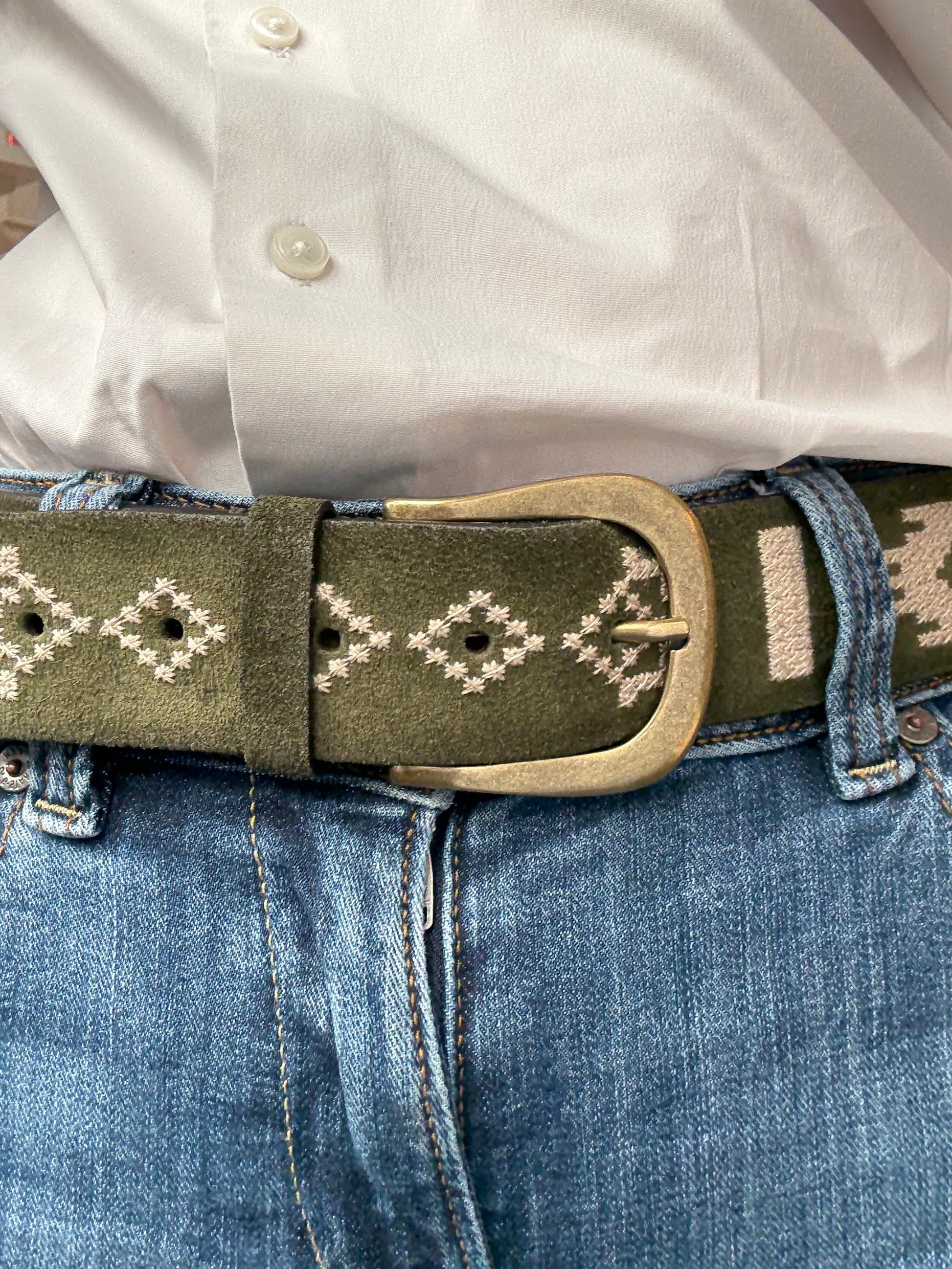POST&CO - Ceinture en Daim Kaki