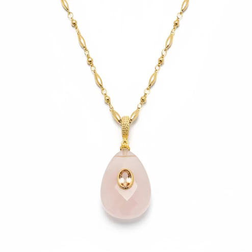 Collier Poire Quartz Rose – VIRGINIE BERMAN | George Genève