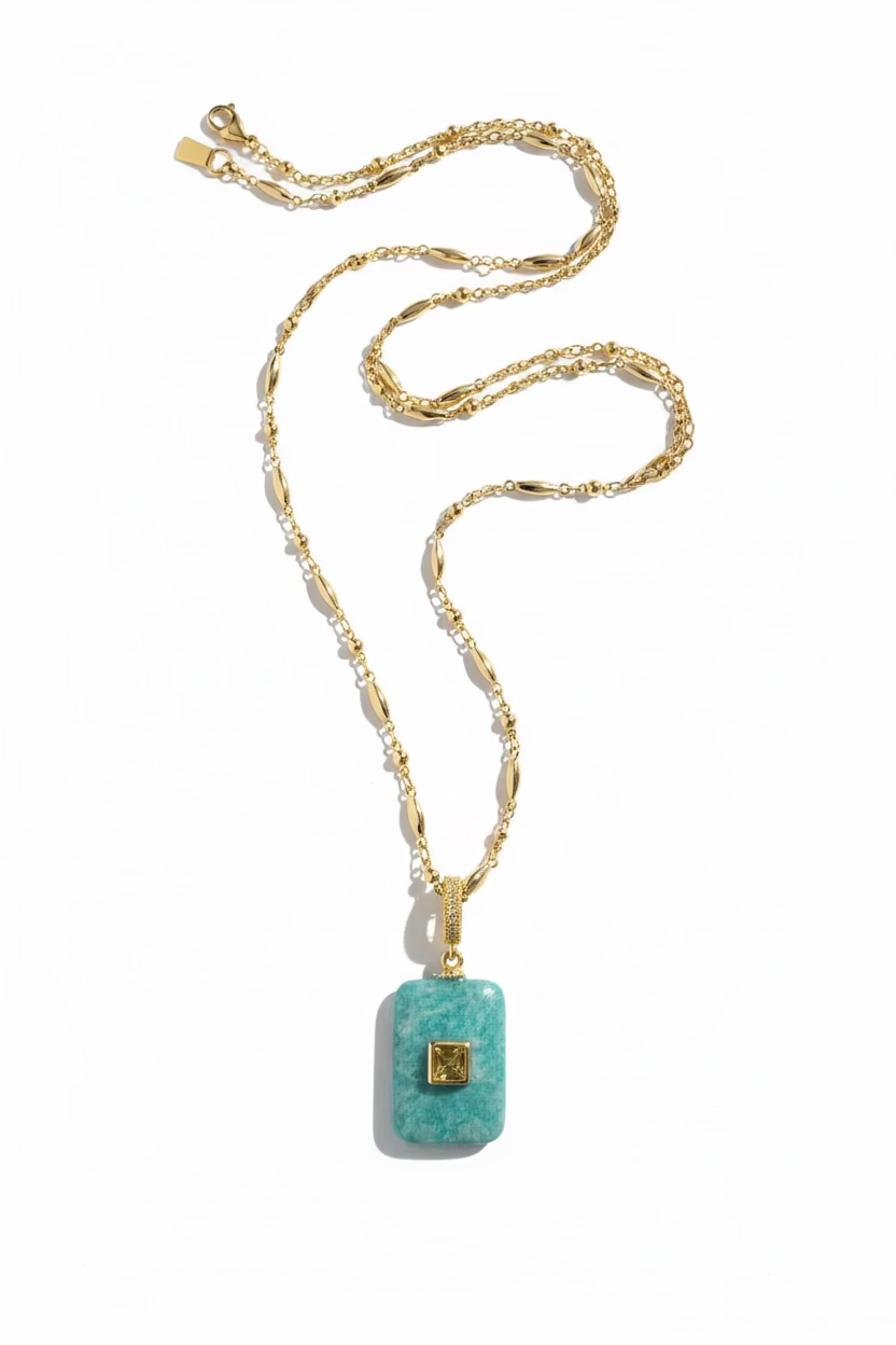 Sautoir Rectangle Amazonite – VIRGINIE BERMAN | George Genève